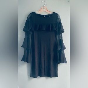 White House Black Market Dress Ruffles Lace XXS Whimsigoth Witch Dark Academia